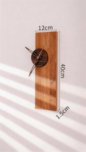 Vertical Wooden <b>Wall</b> <b>Clock</b>, Modern Slim Wood Slab <b>Decor</b>, Minimalist Timepiece - Product Image 6