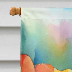 Grandes tulipanes multicolores acuarela casa bandera porche manga poste decorativo patio Banner ilustraciones pared colgante poliéster-bandera - Product Image 3