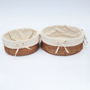 Juego de Cestas Redondas de Mimbre Natural con Forro de Lona Premium – Cesta de Almacenamiento Multiusos para Decoración de Estilo Vintage - Product Image 2