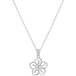 Collier pendentif en argent sterling S925 pour femme, motif fleur ajourée, pierre d'améthyste, rhodié, style bohème, cadeau de fiançailles et de mariage - Product Image 5