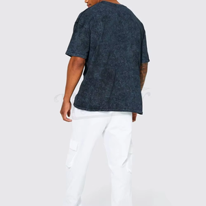Camiseta de algodón oversize para hombre con efecto tie-dye, cuello redondo, manga corta, color liso, estilo casual, diseño liso de punto tipo jersey - Product Image 6