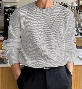 Wholesale New <b>Men's</b> Geometric Knit Sweater <b>Long</b> Sleeve Pullover Autumn Casual Wear Gray 100% Acrylic Regular Fit - Product Image 6