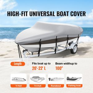 Telo Copribarca Impermeabile 20FT 22FT in Oxford PU 600D Grado Marino, Nuovo Modello 2022 con Cinghie a Fibbia per Motore, Poliestere Impermeabile 600D - Product Image 2
