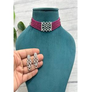 Exquisito Juego de Gargantilla y Aretes de Plata de Primera Calidad con Circonitas Cúbicas y Perlas de Imitación, para Regalo de Boda, para Mujer - Product Image 1