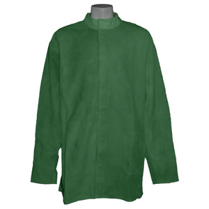 เสื้อแจ็คเก็ตหนังวัวสีขาวสำหรับงานเชื่อม ได้รับมาตรฐาน CE หนา 11 ออนซ์ อุปกรณ์ป้องกันส่วนบุคคล ป้องกันความร้อน ไฟ และประกายไฟ ป้องกันมือและแขน - Product Image 6