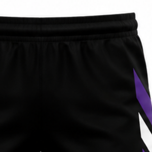 Shorts de volley-ball noir et violet personnalisés pour équipe, bas de tenue athlétique, vêtements de sport, uniforme de compétition, tenue d'entraînement avec côtés contrastés - Product Image 6