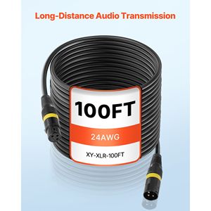 Paquete de 2 Cables XLR de 100 pies, Cable de Micrófono y Altavoz de 3 Pines Chapado en Oro, Cables de Micrófono Macho-Hembra DMX Blindados y Balanceados - Product Image 5