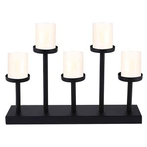 Bougeoir décoratif de table en métal personnalisé Bougeoirs coniques à quatre têtes uniques avec tuyau fini enduit de poudre noire - Product Image 3