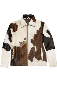 Blouson aviateur en cuir de vachette véritable pour homme, imprimé animal, col rabattu, fermeture éclair, style décontracté, vêtement d'automne - Product Image 3