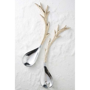 Increíbles utensilios reutilizables para restaurante, juego de cubiertos de Metal, regalo de boda con mango de ramita curvada ramificada de Metal chapado en oro - Product Image 1