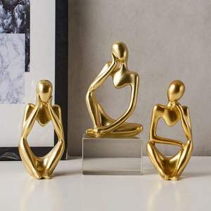 Nordic Modern Simple Abstract Art Figure Silver Thinker Sculpture for Home Living Room Hotel Decorations Anniversary <b>Ornaments</b> - Product Image 1