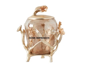 Venta caliente Vintage Metal Floral tapa elegante todas las estaciones bote hogar decorativo elegante botes para el hogar accesorio de utensilios de cocina - Product Image 5