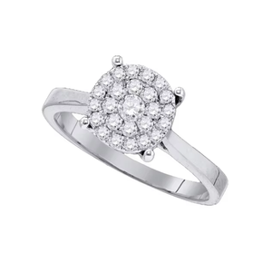 0.60 TCW Diamond Cluster <b>Ring</b> | 14K White Gold Round Halo Style Engagement <b>Ring</b> with Accents Prong <b>Set</b> Fine Jewelry <b>Women</b> Gift - Product Image 3