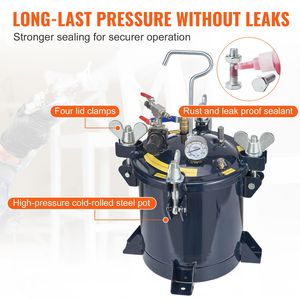 Serbatoio a Pressione in Acciaio da 10L/2.5gal per Vernice Spray, Nuovo, Pressione Massima 70PSI, per Riparazione di Perdite su Rack Metallici e Industria dei Sigillanti - Product Image 4