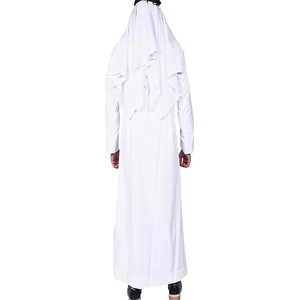 Wholesale Premium Cotton Stand Collar Modest <b>Men's</b> Loose Fit <b>Thobe</b> Islamic Eid Plus Size Floor Length Short Sleeve Quick Dry - Product Image 4