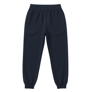 <b>Men's</b> <b>Navy</b> Blue Cotton <b>Joggers</b> Full Length Solid Color Casual Elastic Waist Knitted Breathable Embroidery Summer Wear - Product Image 6