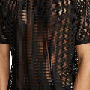 Private Label Mesh T Shirt Gym Fitness Sportswear Tee OEM Mesh T Shirt Supplier Loose Fit Mesh T Shirt Solid Color Mesh T Shirt - Product Image 3