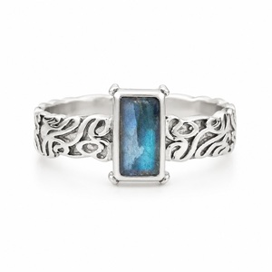 Wholesale 925 Sterling Silver Natural Blue Flash Labradorite <b>Ring</b> <b>Boho</b> Designer Gemstone <b>Ring</b> for Women - Product Image 1