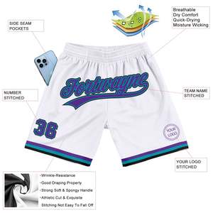 Shorts de basket-ball blancs personnalisés pour hommes, avec nom d'équipe sublimé, shorts de sport en mesh, vêtements de sport pour l'entraînement et la gym, avec poches - Product Image 5