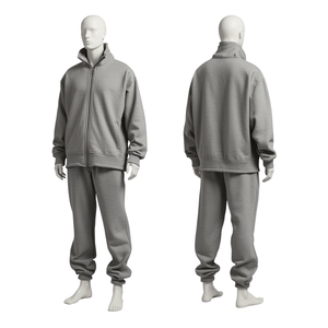Men Oversized Drop Shoulder Lightweight Polyester/Cotton Drawstring Closure Premium Streetwear Tracksuit Set - Product Image 4