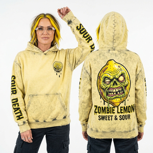 Sweat-shirt à capuche tie-dye jaune pour femme, motif crâne soleil levant, imprimé soleil fondant, streetwear psychédélique - Product Image 2