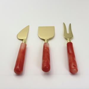 Nuevo Juego de Utensilios para Queso de Acero Inoxidable con Mango de Resina, Juego de Utensilios para Queso Chapados en Oro, Utensilios de Cocina, Rebanador y Cuchillo para Queso - Product Image 2