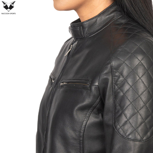 Chaqueta de Mujer de Cuero PU Tejido con Bolsillos, en Color Negro, de Buena Calidad, con el Mejor Material, Diseño Único y a la Moda - Product Image 5