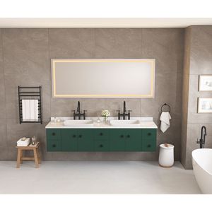 96 pollici. W X36 Pollici Specchio LED Singolo per Bagno con Cristalli Lucidati e 3 Colori di Luce - Product Image 2
