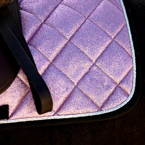 Custom Pink Glitter Western Horse Saddle Pad Set Quilted Equestrian with Adjustable Fly Veil and Leg <b>Wraps</b> for Riding - Product Image 5