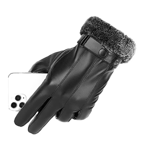 Guantes de Cuero para Ciclismo, Largos hasta la Muñeca, con Pantalla Táctil, Térmicos, para Invierno, Estilo Retro, Lisos, para Uso Diario - Product Image 2