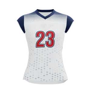 Maillot de volley-ball d'entraînement pour femmes, col en V, manches courtes, dégradé d'étoiles, tissu 100% polyester respirant, vêtements de sport d'équipe - Product Image 1