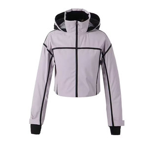 Chaqueta Deportiva Econex Unisex con Capucha, Forro Polar, Corta, Impermeable, Estilo Deportivo, Gris con Detalles Negros, Corte Regular, para Otoño, con Cierre - Product Image 1