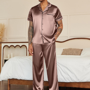 Pyjama et tenue de nuit décontractée pour homme en satin 100 % soie, tissu lisse, boutonnée, hiver, entièrement personnalisable, faible MOQ - Product Image 6