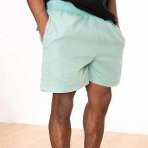 กางเกงขาสั้นผู้ชายสีเขียวมิ้นท์ผ้าแคนวาสสไตล์ลำลองเอวกลางมีเชือกผูก ระบายอากาศได้ดี ผลิตจากผ้าทอที่เป็นมิตรกับสิ่งแวดล้อม - Product Image 3