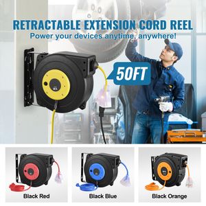 Avvolgicavo Retrattile Rinforzato da 15 Metri 14AWG/3C SJTOW con Presa Tripla Illuminata 13 Amp, Cavo da 1,5m, Connettore CEE Maschio - Product Image 2