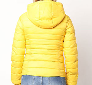<b>Yellow</b> Hooded <b>Puffer</b> <b>Jacket</b> Women's Winter Casual Outerwear Solid Color Polyester Shell Zipper Closure Thick Fit - Product Image 2