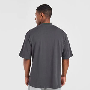 Mens Dark Grey Heavyweight Oversized Crew Neck <b>T</b>-<b>Shirt</b> Short Sleeve Drop Shoulder Loose Fit Cotton Basic Top Custom Logo OEM ODM - Product Image 2