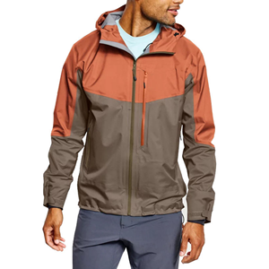 Men's Windproof Hooded <b>Jacket</b> Color Blocking Zipper Closure Casual Autumn Wear Polyester Shell Regular Fit - Product Image 1