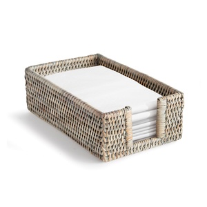 Rattan napkin holder rectangle basket for napkins storage ramadan festival table decorations - Product Image 1