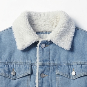 Veste en jean pour homme, doublée de fausse fourrure, col rabattu, épaisse, pour l'hiver, décontractée, coupe classique, simple boutonnage - Product Image 4