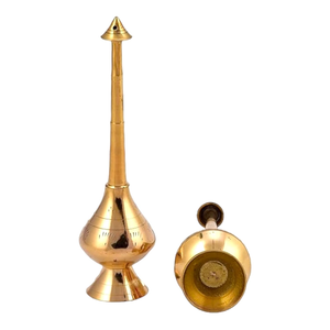 Vase décoratif traditionnel en laiton à long col pour l'eau de rose Gulab Pash - Product Image 2