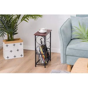 Tavolino Laterale Multifunzionale RT Marrone Scuro con Portariviste e Porta Fazzoletti per Arredamento Bagno - Product Image 3
