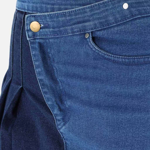 Jupe en jean décontractée naturelle pour femme, avec boutons, en pur coton respirant, longueur midi, effet délavé, service OEM - Product Image 4