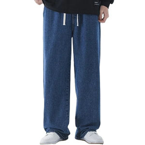 Jean baggy en denim de haute qualité pour homme, coupe large et droite, style unisexe, logo personnalisé brodé, délavage, le meilleur streetwear - Product Image 1