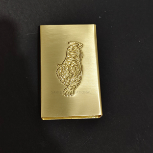 Premium Custom Brass <b>Matchbox</b> Sleeve Cover Embossed Logo Personalized Metal Holder Luxury Design Custom Size Shape Wholesale - Product Image 1