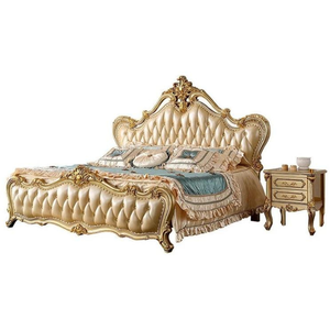 Lit King Size en Bois Massif au Design Luxueux, Meubles de Chambre à Coucher Sculptés de Style Classique Royal pour la Décoration de la Maison - Product Image 3