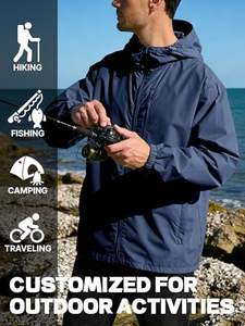 Veste coupe-vent unisexe, durable, imperméable et coupe-vent, vêtement d'extérieur léger pour les sports de plein air et les voyages - Product Image 2