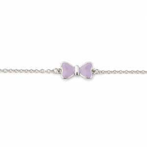 925 Sterling Silver <b>Bow</b> with Purple Enamel Accent High Polish Minimalist Cute Style Jewelry for Girls Kids Daily Wear Bir - Product Image 3