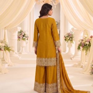 Heavy Soft Silk Elegant <b>Top</b> Bottom Set With Premium Real Mirror Embroidery <b>Net</b> Dupatta Wholesale Rate By Royal Export - Product Image 6