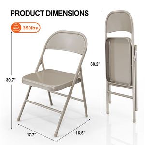 Set di 4 Sedie Pieghevoli Portatili con Telaio in Metallo, Struttura in Acciaio di Grado Commerciale, Capacità 350 LBS, Impilabili per Casa, Ufficio, Campeggio - Product Image 2
